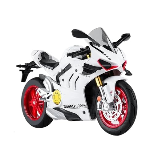 ZHRDWE 1:10 Für V4S Legierung Motorrad Modell Druckguss Spielzeug Auto Computer Desktop Ornament Junge Erwachsene Geschenk(White) von ZHRDWE