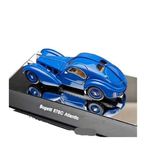 ZHRDWE Casting Car Modell 1/43 Für Bugatti 57SC Atlantic 1938 Sammlerstück Vintage Legierung Modellautos Statische Anzeige Schwarz Blau Spielzeugauto(Blau) von ZHRDWE