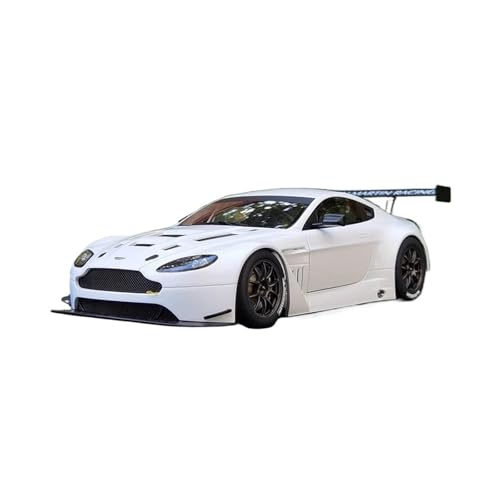 ZHRDWE Casting Car Modell 1:18 Für Aston Martin Vantage V12 GT3 Sportmodellsammlung Geschenk An Freunde Und Familie Schwarz-weißes Rennauto Spielzeugauto(White) von ZHRDWE