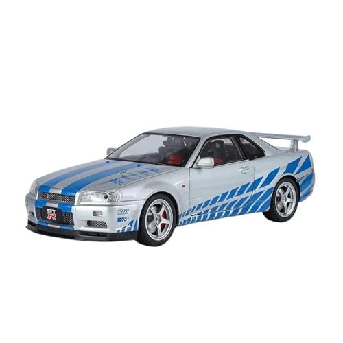 ZHRDWE Casting Car Modell 1:18 Für Skyline Ares GTR GT-R R34 Legierung Sport Rennwagen Fahrzeuge Modell Simulation Sound Licht Geschenke Spielzeugauto(Gray) von ZHRDWE