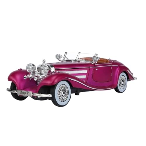 ZHRDWE Casting Car Modell 1:24 Für Benz 500K 1936 Statische Anzeige Druckguss Metall Oldtimer Modell Simulation Sound Und Licht Serie Spielzeug Spielzeugauto(Rosa) von ZHRDWE