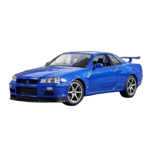 ZHRDWE Casting Car Modell 1:24 Für Nissan Skyline GTR R34 Legierung Sport Auto Spielzeug Racing Auto Fahrzeug Modell Enthusiasten Geschenk Spielzeugauto(Blau) von ZHRDWE