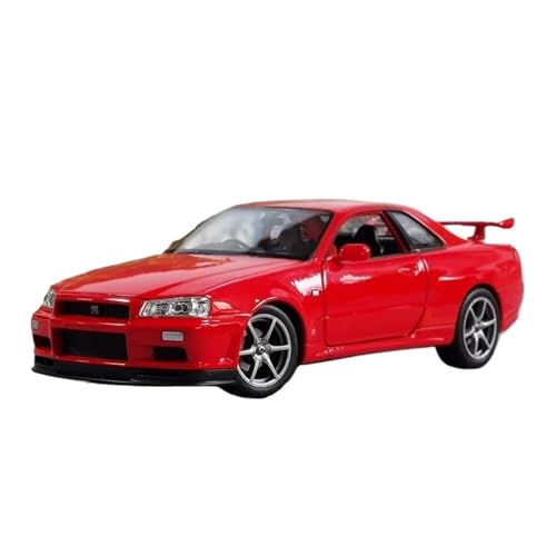 ZHRDWE Casting Car Modell 1:24 Für Nissan Skyline GTR R34 Legierung Sport Auto Spielzeug Racing Auto Fahrzeug Modell Enthusiasten Geschenk Spielzeugauto(Rot) von ZHRDWE