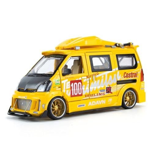 ZHRDWE Casting Car Modell 1:24 Für Wuling Legierung Track Sportwagen LKW Modell Rennsimulation Sound Und Licht Spielzeug Geschenk Spielzeugauto(Yellow) von ZHRDWE