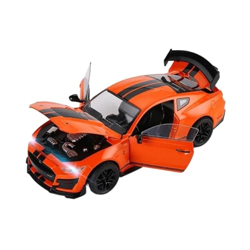 ZHRDWE Modellauto Metall 1/18 Für Große Maßstab Ford Mustang Shelby GT500 Legierung Sport Diecast Metall Rennwagen Fahrzeuge Modell Geschenk Spielzeugauto(Orange) von ZHRDWE