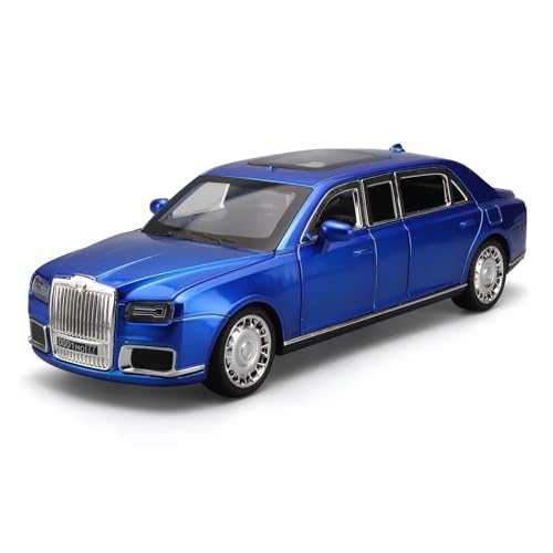 ZHRDWE Modellauto Metall 1/24 Für Aurus Senat Druckguss-Modellauto Spielzeug Sammlerstück Sound Light Fahrzeugspielzeug Indoor- Und Outdoor-Gaming Spielzeugauto(Blau) von ZHRDWE