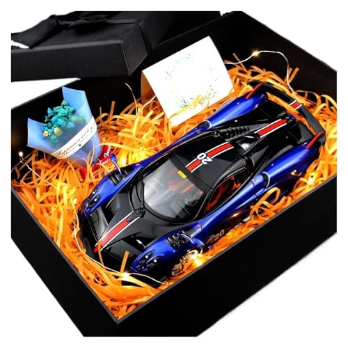 ZHRDWE Modellauto Metall 1:18 Für Pagani Huaya Licht Display Geschenk Box Legierung Fahrzeug Statische Sammler Racing Spielzeug Modell Auto(Blau) von ZHRDWE