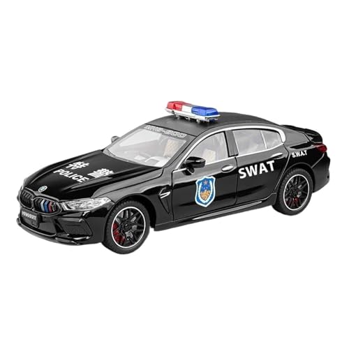 ZHRDWE Modellauto Metall 1:24 Für BMW M8 Polizei Legierung Auto Diecast Metall Modell Sound Licht Spielzeug Hobby Ornamente Simulation Spiel Geschenke Spielzeugauto(Schwarz) von ZHRDWE