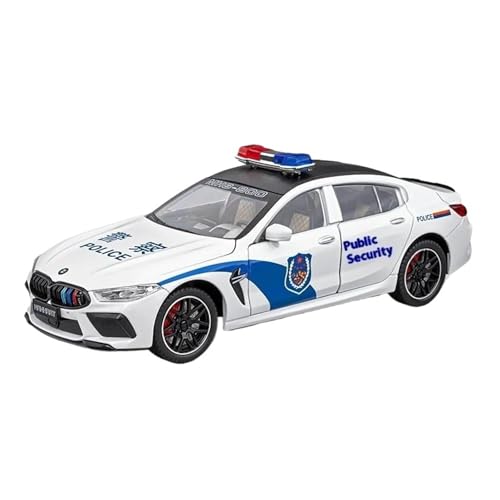 ZHRDWE Modellauto Metall 1:24 Für BMW M8 Polizei Legierung Auto Diecast Metall Modell Sound Licht Spielzeug Hobby Ornamente Simulation Spiel Geschenke Spielzeugauto(White) von ZHRDWE