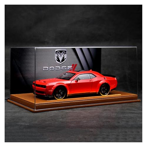 ZHRDWE Modellauto Metall 1:24 Für Hellcat SRT Legierung Muscle Car Modell Fahrzeuge Spielzeug Staub Box Mit Beleuchteten Leder Hintergrund Geschenke(Rot) von ZHRDWE