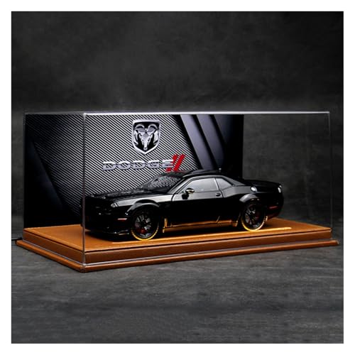 ZHRDWE Modellauto Metall 1:24 Für Hellcat SRT Legierung Muscle Car Modell Fahrzeuge Spielzeug Staub Box Mit Beleuchteten Leder Hintergrund Geschenke(Schwarz) von ZHRDWE