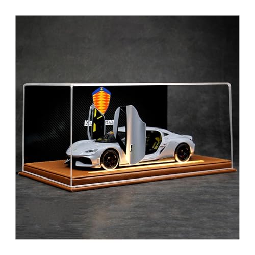 ZHRDWE Modellauto Metall 1:24 Für Koenigsegg Licht Leder Hintergrund Display Box Legierung Sport Auto Modell Spielzeug Desktop Ornamente(Gray) von ZHRDWE