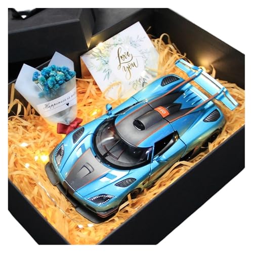 ZHRDWE Modellauto Metall 1:24 Für Koenigsegg Sammeln Ornament Legierung Druckguss Auto Erwachsene Audiophile Junge Geschenk(Blau) von ZHRDWE