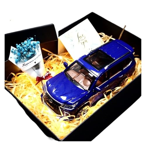ZHRDWE Modellauto Metall 1:24 Für Lexus LX570 Metall Off-Road Fahrzeuge Auto Modell Geschenk Box Statische Ornamente Sammlung(Blau) von ZHRDWE