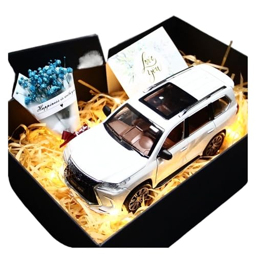 ZHRDWE Modellauto Metall 1:24 Für Lexus LX570 Metall Off-Road Fahrzeuge Auto Modell Geschenk Box Statische Ornamente Sammlung(White) von ZHRDWE