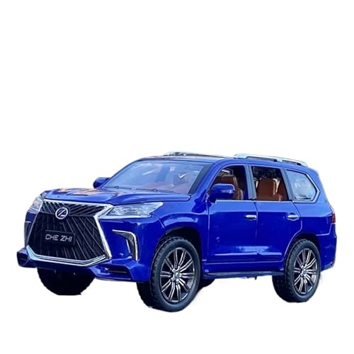 ZHRDWE Modellauto Metall 1:24 Für Lexus LX570 SUV Legierung Druckguss Metall Auto Modell Sound Und Licht Sammlung Spielzeug Geschenk Spielzeugauto(Blau) von ZHRDWE