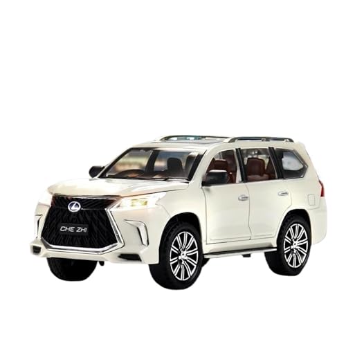 ZHRDWE Modellauto Metall 1:24 Für Lexus LX570 SUV Legierung Druckguss Metall Auto Modell Sound Und Licht Sammlung Spielzeug Geschenk Spielzeugauto(White) von ZHRDWE