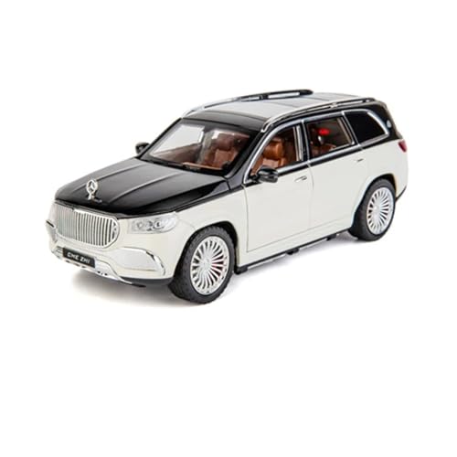 ZHRDWE Modellauto Metall 1:24 Für Maybach GLS GLS600 Legierung Luxy Druckguss Metall Spielzeug Fahrzeuge Auto Modell Sound Spielzimmer Outdoor Spaß Spielzeugauto(White) von ZHRDWE