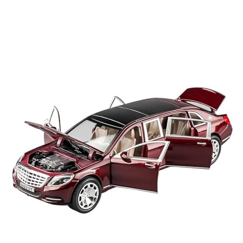 ZHRDWE Modellauto Metall 1:24 Für Maybach S600 Rot Schwarz Legierung Auto Modell Sound Licht Spielzeug Diecast Fahrzeuge Geschenk Spielzeugauto(Rot) von ZHRDWE
