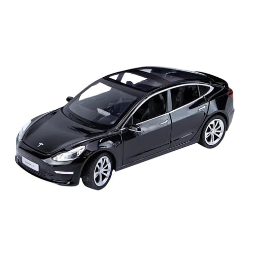 ZHRDWE Modellauto Metall 1:24 Für Tesla Model 3 Auto-Spielzeugmodell Legierung Druckguss Sound- Und Lichtfahrzeug Spiele-Liebhaber-Kollektion Geschenk Spielzeugauto(Schwarz) von ZHRDWE