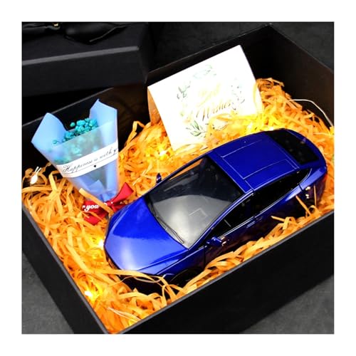 ZHRDWE Modellauto Metall 1:24 Für Tesla Model X Geschenkbox Druckgussauto Geburtstagssouvenir Valentinstag Weihnachts- Und Feiertagsgeschenke(Blau) von ZHRDWE