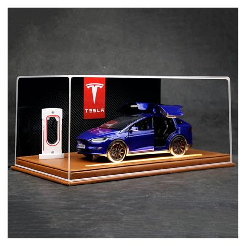 ZHRDWE Modellauto Metall 1:24 Für Tesla Modell X Klar Acryl Modell Auto Computer Desktop Ornamente Trendy Display Geschenk(Blau) von ZHRDWE
