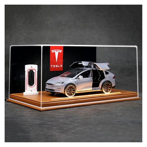 ZHRDWE Modellauto Metall 1:24 Für Tesla Modell X Klar Acryl Modell Auto Computer Desktop Ornamente Trendy Display Geschenk(Gray) von ZHRDWE