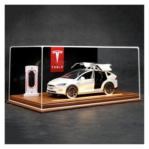 ZHRDWE Modellauto Metall 1:24 Für Tesla Modell X Klar Acryl Modell Auto Computer Desktop Ornamente Trendy Display Geschenk(White) von ZHRDWE