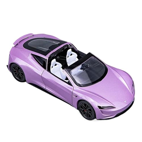 ZHRDWE Modellauto Metall 1:24 Für Tesla Sport Auto Spielzeug Modell Legierung Druckguss Sound Licht Fahrzeug Spielzeug Urlaub Geschenke Spielzeugauto(Purple) von ZHRDWE
