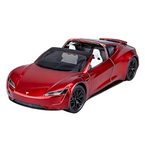 ZHRDWE Modellauto Metall 1:24 Für Tesla Sport Auto Spielzeug Modell Legierung Druckguss Sound Licht Fahrzeug Spielzeug Urlaub Geschenke Spielzeugauto(Rot) von ZHRDWE