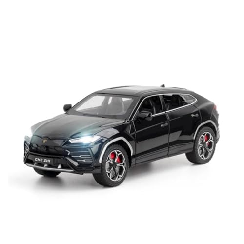 ZHRDWE Modellauto Metall 1:24 Für Urus SUV Gelb Schwarz Weiß Druckgussmetallmodell Spielzeugauto Sound Licht Geschenk Für Jungen Und Jugendliche Spielzeugauto(Schwarz) von ZHRDWE