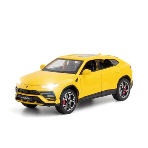 ZHRDWE Modellauto Metall 1:24 Für Urus SUV Gelb Schwarz Weiß Druckgussmetallmodell Spielzeugauto Sound Licht Geschenk Für Jungen Und Jugendliche Spielzeugauto(Yellow) von ZHRDWE