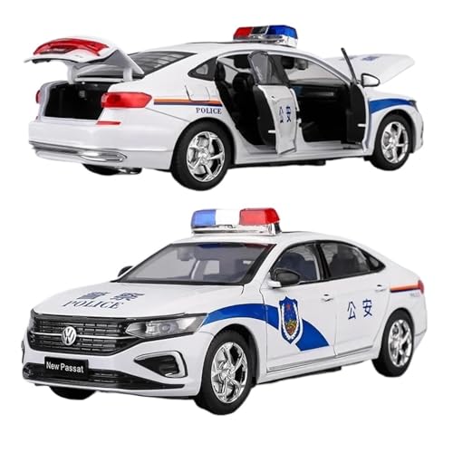 ZHRDWE Modellauto Metall 1:24 Für Volkswagen Passat Polizeiauto Legierung Druckguss Sound Licht Fahrzeug Spielzeug Spielzeugauto(White) von ZHRDWE