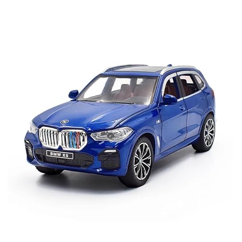ZHRDWE Modellauto Metall 1:24 Für X5 SUV Legierung Druckguss Spielzeug Fahrzeuge Auto Modell Sound Und Licht Pull Back Spielzeug Indoor Und Outdoor Gaming Spielzeugauto(Blau) von ZHRDWE