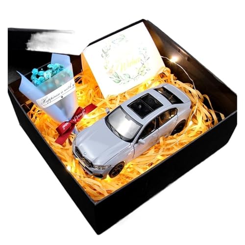 ZHRDWE Modellauto Metall 1:32 Für Licht Geschenk Box 3 Serie Legierung Diecast Metall Modell Auto Sammlerstücke Urlaub Geschenke Freund(Gray) von ZHRDWE