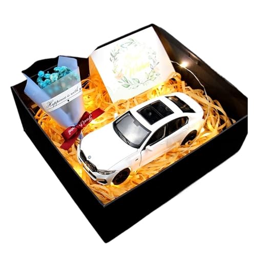 ZHRDWE Modellauto Metall 1:32 Für Licht Geschenk Box 3 Serie Legierung Diecast Metall Modell Auto Sammlerstücke Urlaub Geschenke Freund(White) von ZHRDWE