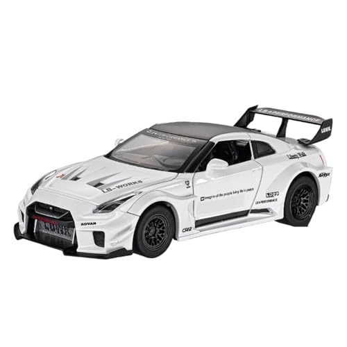 ZHRDWE Modellauto Metall 1:32 Für Skyline Ares Nissan GTR CSR2 Legierung Modell Auto Diecast Sound Licht Spielzeug Fahrzeuge Racing Spielzeugauto(White) von ZHRDWE