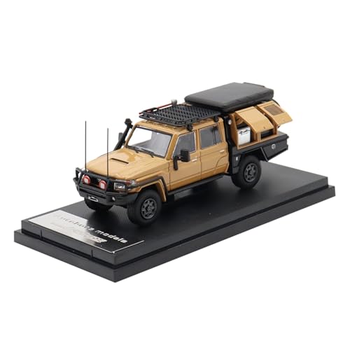 ZHRDWE Modellauto Metall 1:64 Für Toyota Landcruiser J70 Land Cruiser LC79 Pickup Camper Miniatur Metall Modell Auto Spielzeugauto(Beige) von ZHRDWE