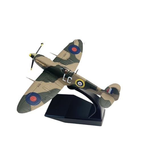 ZHRDWE Spielflugzeug 1/72 Für Druckgussmetall Britisches Spitfire-Militärflugzeug Aus Legierung, Kampfflugzeugmodell Spielzeug (mit Ständer) Sammlung, Ausstellungsstück Geschenk Miniaturmodell von ZHRDWE