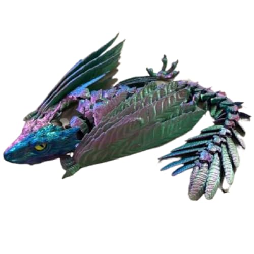 Gefiederter Wyvern-Drache, 3D-gedruckter Drache, bewegliche Drachen mit Flügeln, 3D-gedrucktes Spielzeug, Desktop-Haustier – perfekt für Fantasy-Enthusiasten (bunt) von ZHRUOYAO