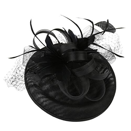 Fascinator-Hut für Damen, Blume, Fascinator-Hut für Damen, Feder, eleganter Hochzeitshut, Blumenhaar, Schwarz, Einheitsgröße Fascinator-Hut für Damen, Blume, Fascinator-Hut für Damen, Feder, eleganter Hochzeitshut, Blumenhaar, Schwarz, Einheitsgröße von ZHSH