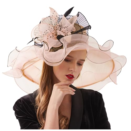 Fascinator-Hut für Damen mit Blume, Kirchenhut für Damen, großer Brauthut, weiß, Einheitsgröße von ZHSH