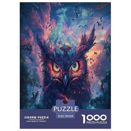 Eule Puzzles 1000 Teile Schwer Puzzle Spielzeug Lernspiel Impossible Herausforderungsspielzeug Für Erwachsene Kinder 70x50cm/1000pcs von ZHUICHENG