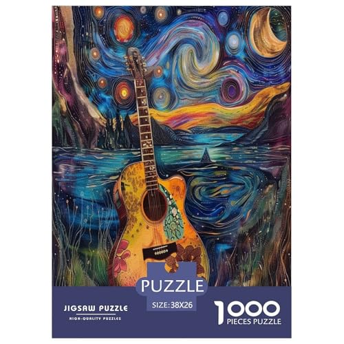 Gitarre Puzzle 1000 Teile Schwer Puzzle Spielzeug Lernspiel Impossible Herausforderungsspielzeug Für Erwachsene Kinder 38x26cm/1000pcs von ZHUICHENG