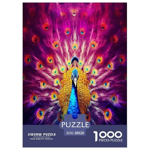 Pfauen Puzzle 1000 Teile Schwer Puzzle Spielzeug Lernspiel Impossible Herausforderungsspielzeug Für Erwachsene Kinder 38x26cm/1000pcs von ZHUICHENG