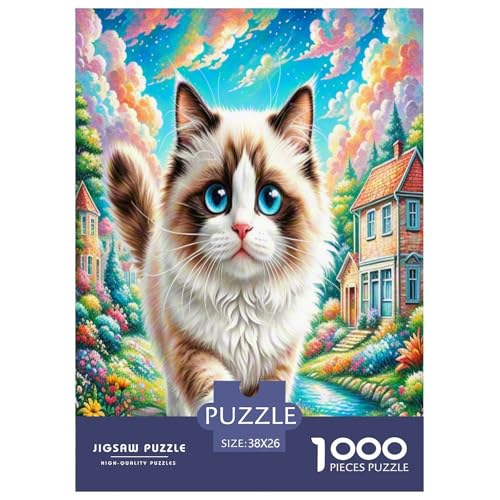 Ragdoll Katze Puzzle 1000 Teile Schwer Puzzle Spielzeug Pädagogisches Spiel Impossible Herausforderung Spielzeug Für Erwachsene Und Kinder in Bewährter 38x26cm/1000pcs von ZHUICHENG