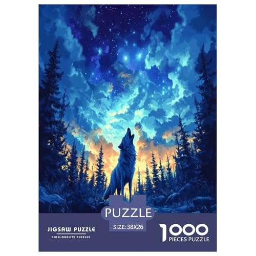 Wolf Puzzle 1000-teilige Schwer Puzzle Spielzeug Lernspiel Impossible Herausforderung Spielzeug Für Erwachsene Kinder 38x26cm/1000pcs von ZHUICHENG