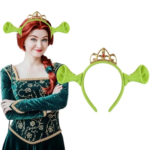 ZHUIGUANGZE Grüner Plüsch-Ogerohren mit Krone, Stirnband, Elfen-Tierohren, Hörner, Alien-Kopfbedeckung, Haarreif für Damen, Halloween, Verkleidung, Cosplay, Mottoparty-Zubehör ZHUIGUANGZE Grüner Plüsch-Ogerohren mit Krone, Stirnband, Elfen-Tierohren, Hörner, Alien-Kopfbedeckung, Haarreif für Damen, Halloween, Verkleidung, Cosplay, Mottoparty-Zubehör von ZHUIGUANGZE