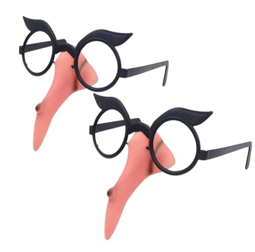 ZHUMCCY Brille Mit Hexennase, 2 Stück Halloween Hexen Nase Brille Lustige Kostüm Zubehör Clown Requisiten Kostümbrille Zum Verkleiden, Maskerade, Halloween, Geburtstagsparty, Weihnachten von ZHUMCCY