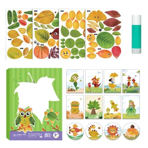 ZHUMCCY Kreatives Blattkunst Bastelset Für Kinder, Herbst Bastelset Kinder, Handgemachtes Naturblatt Bastelsets, Pädagogisches Bastelbedarf Für Klassenraum Jungens Mädchen Saisonale Festdeko Heims von ZHUMCCY